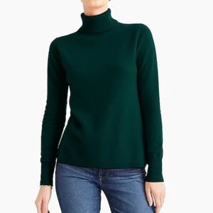 JCREW hunter green cashmere turtleneck
